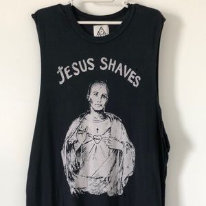 UNIF Jesus Shaves Black Muscle Tee Tank Top Medium